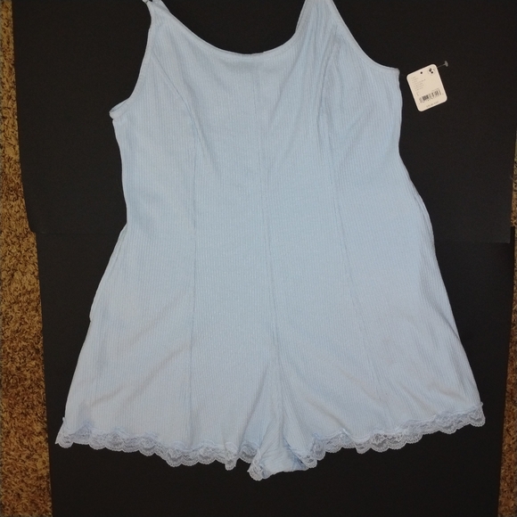 Free People Pants - Intimately Free People Romper - Soft Blue Lace Trim - Cottagecore Boho